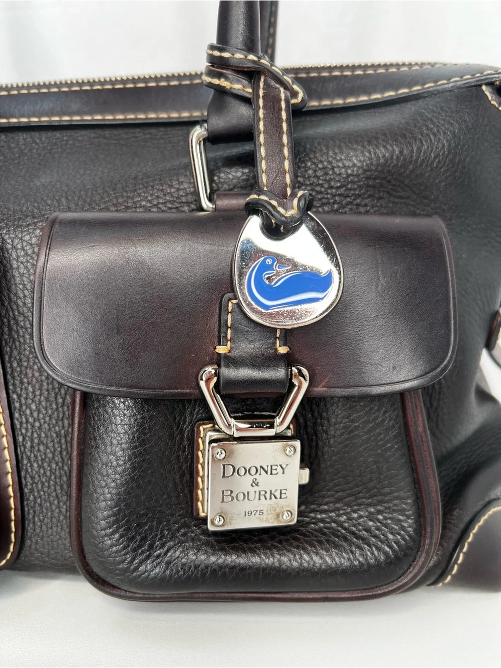 Dooney & Bourke Florentine Leather Front Pocket Satchel – T’Moro Brown – Medium